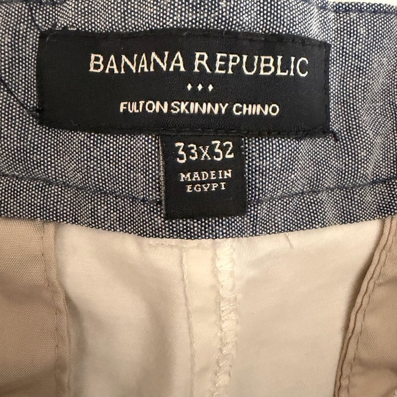 Banana Republic Fulton Skinny Chino Pants Men 33x32 White Ivory Stretch Cotton - Picture 3 of 12